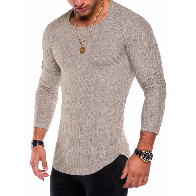 Suéter ajustado de S-4XL de talla grande para hombre, jersey de punto fino con cuello redondo para primavera y otoño 2021, jerséis informales sólidos para hombre, jerséis para hombre