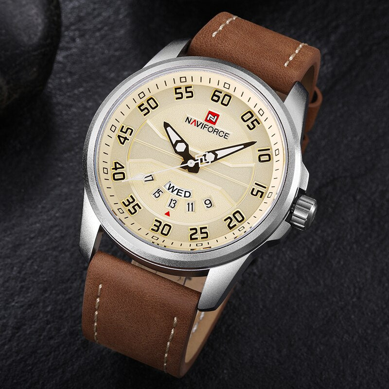 Nueva marca de lujo NAVIFORCE, relojes deportivos de moda para hombre, reloj de cuarzo para hombre, reloj de pulsera militar del ejército de cuero para hombre, reloj masculino