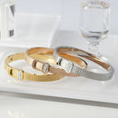 Brand Women Girls Crystal Cuff Charm Bangles Trendy Stainless Steel Belt Design Fashion Wedding Party Bangles Jewelry Gift