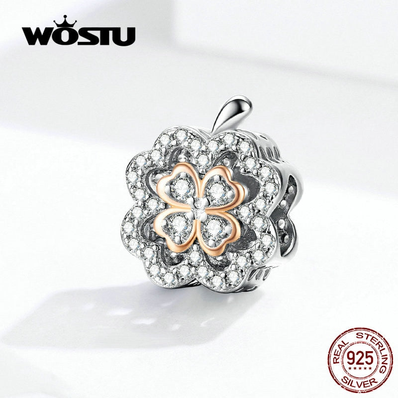 WOSTU Authentic 925 Sterling Silver Goods Luck Beads Charm Fit Original Bracelet Bangle Jewelry Lucky Gift CQC1247