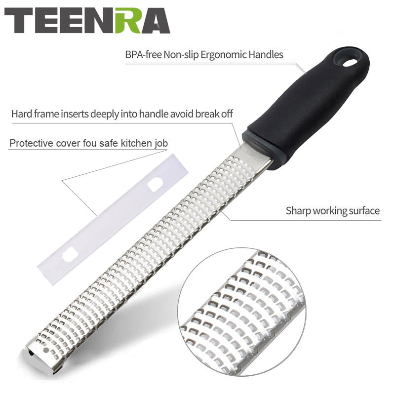 TEENRA 1Pcs Stainless Steel Lemon Zester Cheese Garter Garlic Ginger Nutmeg Garter Zester Vegetable Fruit Tools