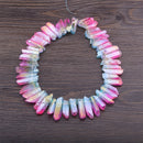 Titanium Natural Top Drilled Raw Crystal Quartz Points Beads Charm 15.5" Strand Rainbow Crystal Stick Pendant DIY Jewelry Making