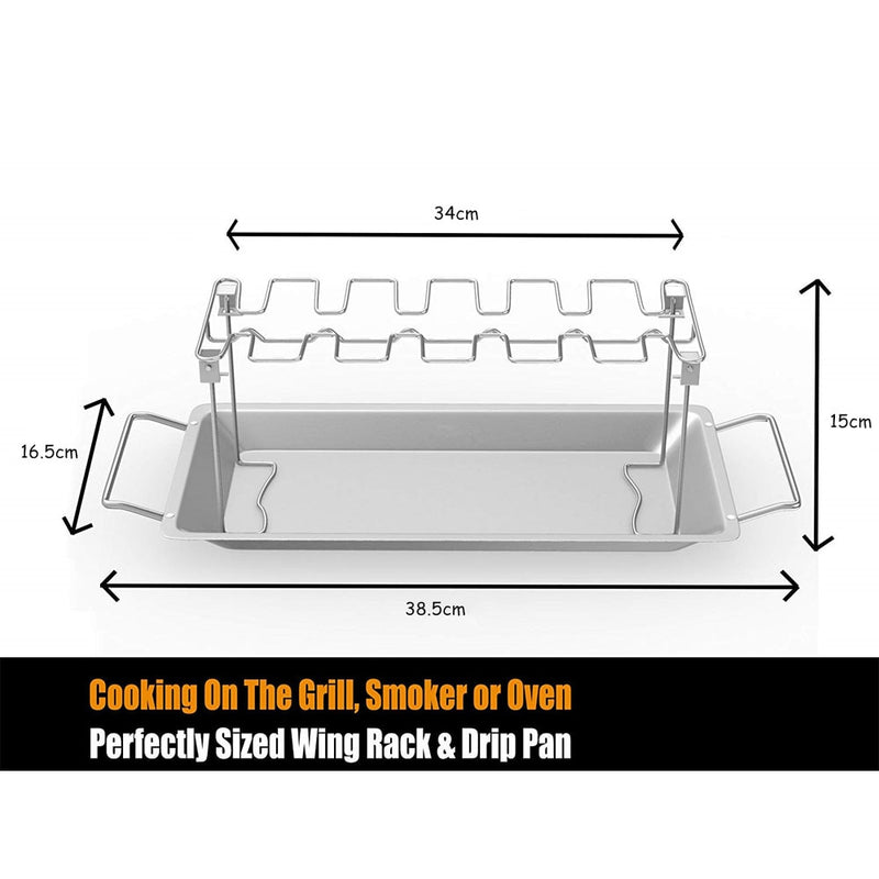 LMETJMA Chicken Wing and Leg Rack 14 Slot Edelstahl Chicken Leg Grill Rack Chicken Drumstick Bräter für Ofengrill KC0272