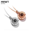 MNWT Rose Gold 100 languages I love you Projection Pendant Necklace Women Love Memory Wedding Necklace