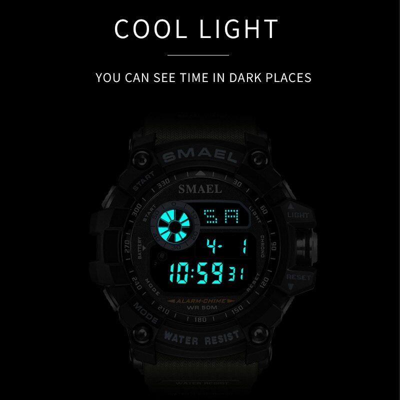 SMAEL Military Digital Watches Men Alarm Waterproof Watch LED Back Light Sport Wristwatch Chronograph Countdown Clock Male 8010