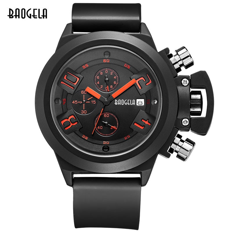 Baogela Fashion Mens Quartz Watches Sport Chronograph Montre Homme Relogio Masculino Silicone Wristwatch for Man Clock Hour