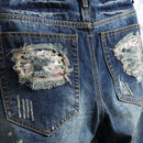 Men's Hole Denim Shorts 2022 Summer New Fashion Casual Slim Fit Ripped Retro Short Jeans Male Brand