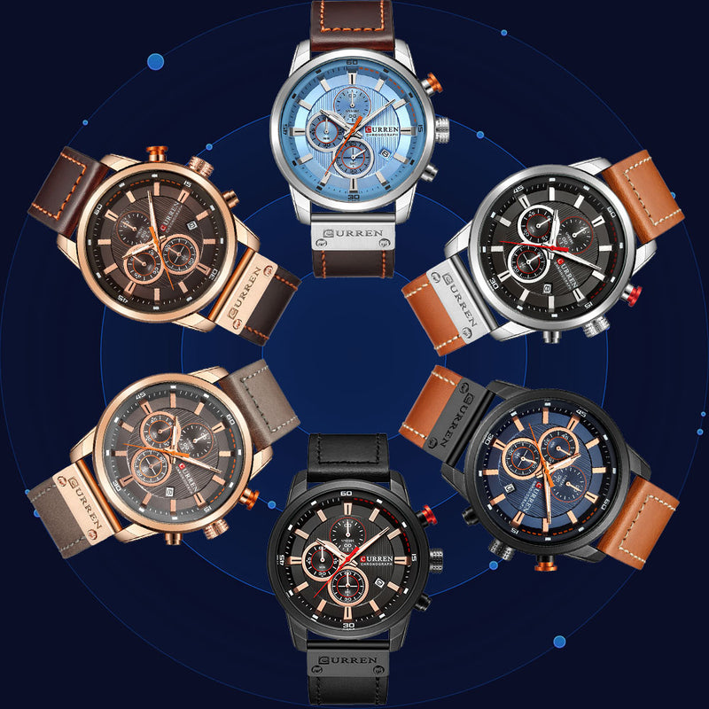 Relojes de cuarzo para hombre con correa de cuero de moda CURREN de lujo de marca superior, relojes de pulsera informales con fecha de negocios para hombre, reloj Montre Homme