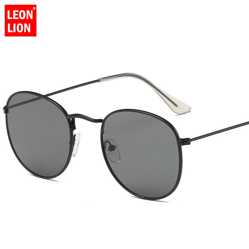 Gafas de sol LeonLion clásicas de aleación redonda para mujer, gafas de sol de diseñador de marca, gafas de sol con montura pequeña, gafas de sol de Metal Vintage para mujer