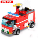 City Fire Station Building Blocks Mini Size Fire Engine Truck Blocks Firefighting Aircraft Helicopter Bricks Sets Toys For Kids