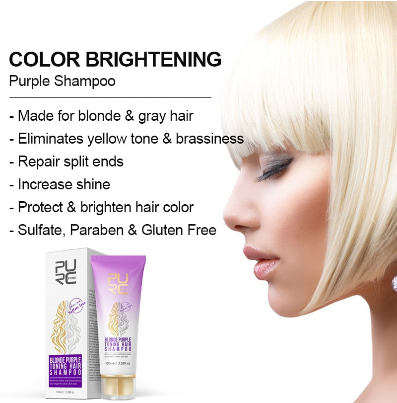 PURC Blonde Purple Hair Shampoo elimina los tonos amarillos y cobrizos para Silver Ash Look Purple Hair Shampoo Professional Hair Care