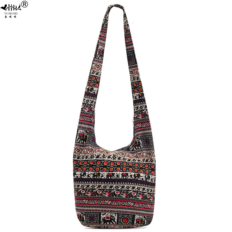 Bolsos de lona de algodón con flecos bohemios Vintage, bandoleras cruzadas para hombro, bolso de mano para mujer, bolso de viaje Hippie Hobo