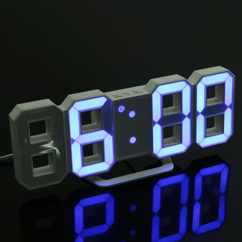 Digital Electronic Desktop Clock LED Clock 12/24 Hours Display Alarm Clock and Snooze 8888 Display Blue Green Red White