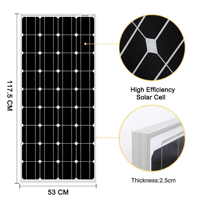 Dokio 18V 100W Rigid Solar Panel China 18V Monocrystalline Silicon Waterproof Solar Panel Charge 12V