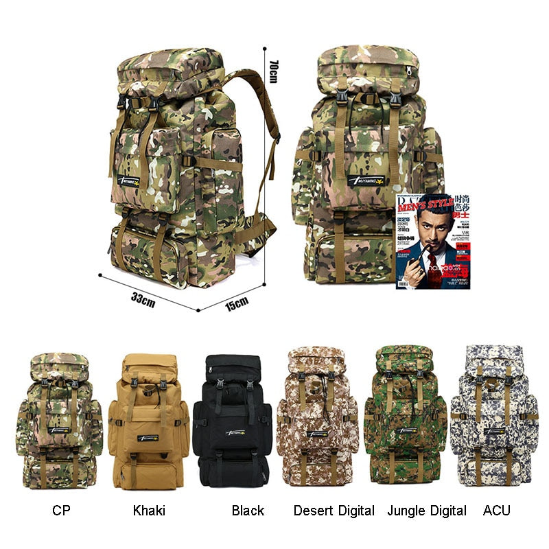 Mochila de gran capacidad de 70L, mochila de nailon impermeable para tácticas militares Molle, mochila militar para hombres, mochila para viajes de senderismo