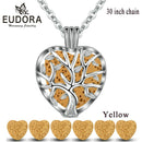 Eudora 20mm Lava Necklace Pendant Heart Volcanic Stone Tree of life Cage Pendant Necklace For DIY Essential Oil Perfume KFC10N20