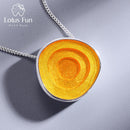 Lotus Fun Real 925 Sterling Silver Minimalism Style Fine Jewelry Geometric Near Round Design Epoxy Pendant without Necklace