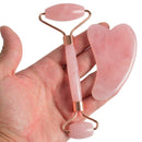 Natural Rose Quartz Facial Roller Massage Guasha Tool Set Face Beauty Slimming Anti Wrinkle  Cellulite Massage Set With Gift Box