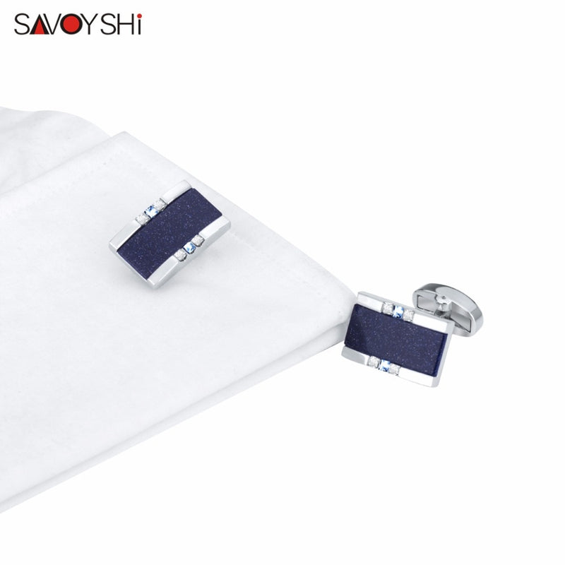 SAVOYSHI Low-key Luxury Star Stone Cufflinks for Mens Shirt Brand Cuff bottons High Quality Square Cufflinks Gift Men Jewelry