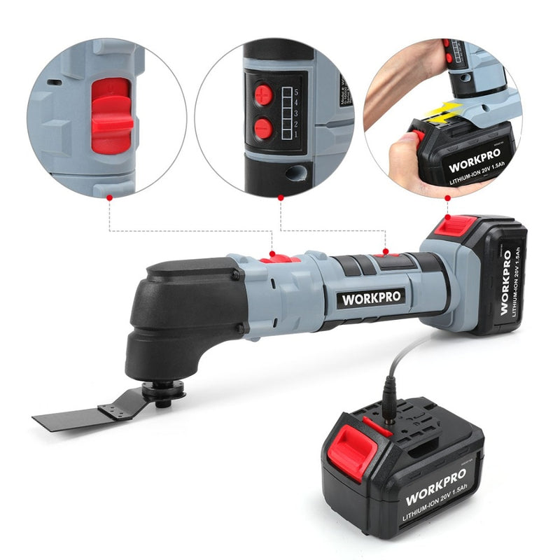 WORKPRO Electric Multifunction Oscillating Tool Kit Multitools Lithium-ion Oscillating Tools Electric Trimmer Saw