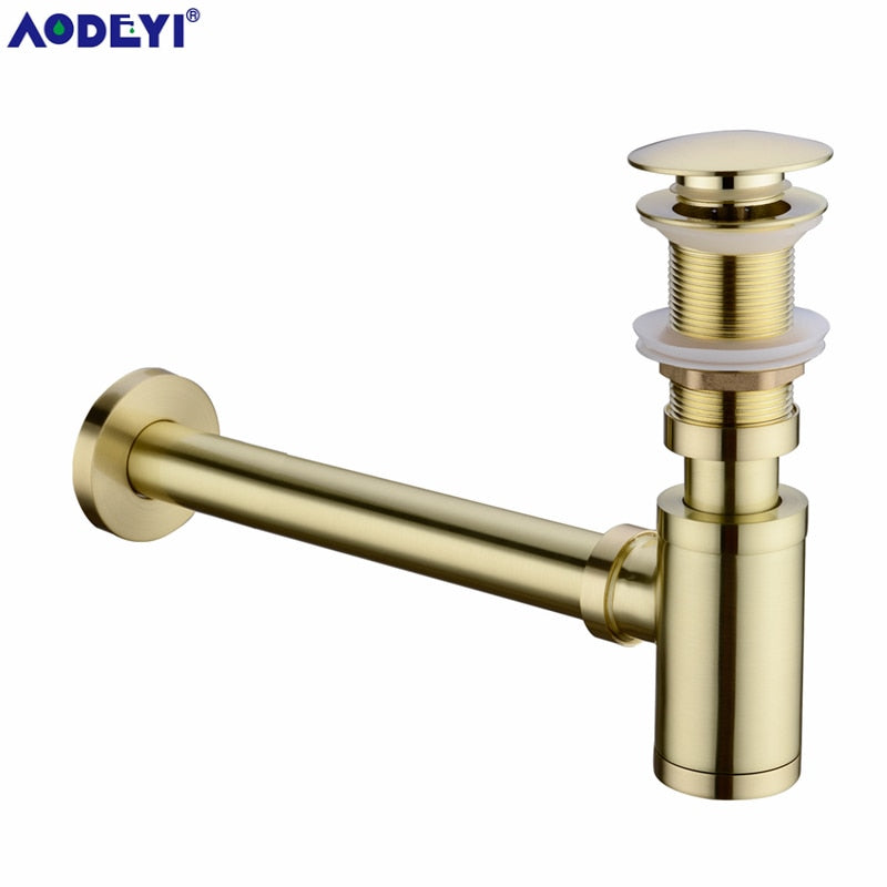 Brass Bathroom Basin Sink Tap Bottle Trap Drain Stopper Kit Waste TRAP Pop Drain Deodorization Brushed Gold/Black/Bronze/Chrome