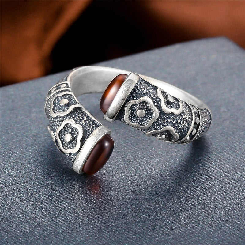 V.YA Retro Rot Granat Ringe 925 Sterling Silber Ring für Frauen Weibliche Natürliche Halbedelstein Schmuck Geburtstagsgeschenk