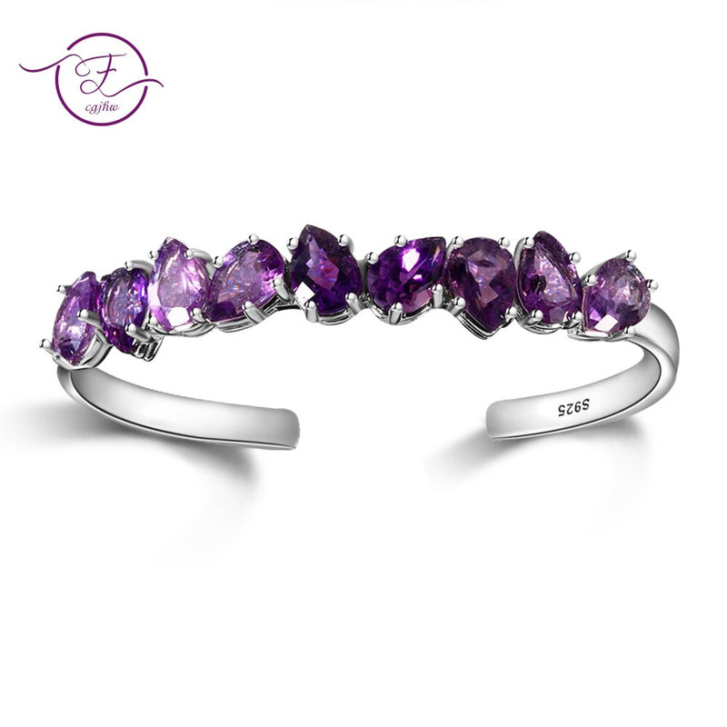 Silver Charm Natural Amethyst Bracelets Bangles For Women 925 Sterling Silver Jewelry Luxury Anniversary Engagement Party Gifts