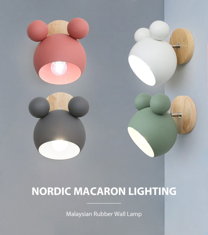 Nordic Holz Wandleuchten Cute Cartoon Styling Coloful Wandleuchten Küche Restaurant Makronen Dekorative Nachttischlampe E27