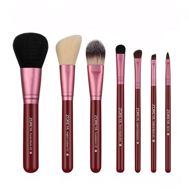 Zoreya 7pcs Natural Goat Hair Makeup Brushes Set Powder lot pinceaux maquillage Cosmetic tool MakeUp Brush Organizer 40