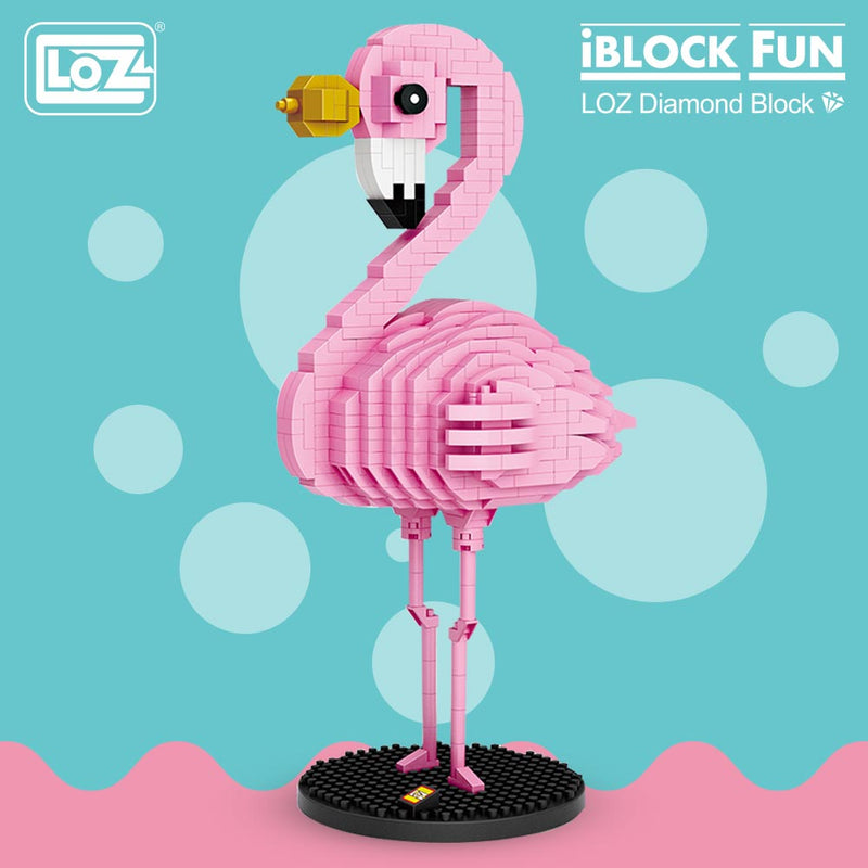 LOZ Diamond Blocks Flamingo Toy Pink Bird Action Figure Colorful Cartoon Animals Educational Bricks DIY Kids Children Gift 9205