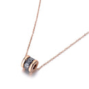 Lokaer Classic Cubic Zirconia Circle Chokers Necklaces Roman Numerals Gold Color Stainless Steel Female Pendant Jewelry N19023