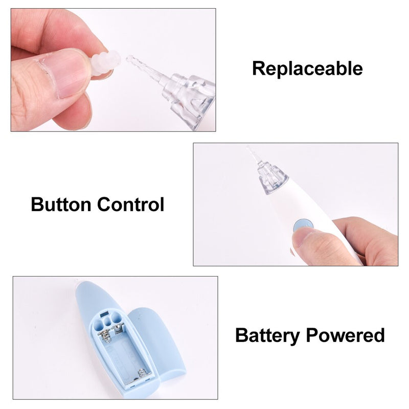 Electric Ear Cleaner Battery Powered Safety Cordless Ear Wax Remover Ear Cleaning Tool with 4 Removable Silicone Nozzle Heads