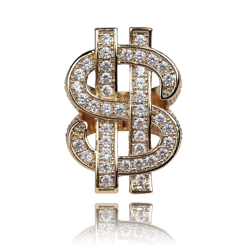 TOPGRILLZ moda Rock Iced Out Bling oro plata Color US dólar signo anillos AAA Cubic Zircon Hip Hop anillo para hombres joyería