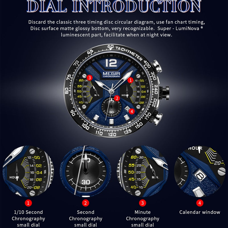 2022 New MEGIR Watch Men Luxury Brand Silicone Sport Chronograph Quartz Clock Mens Watches Waterproof Date Military Wrist Watch