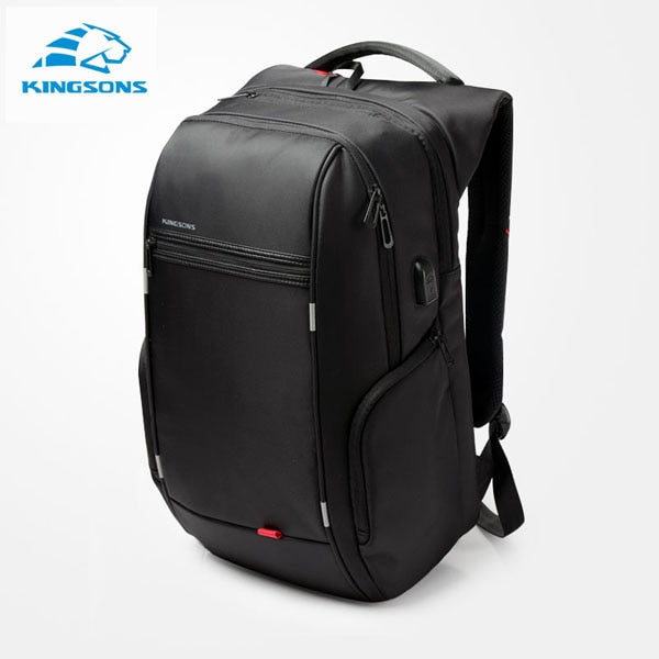 Mochila para ordenador portátil Kingsons de 15 "y 17", mochilas para ordenador con carga USB externa, bolsas impermeables antirrobo para hombres y mujeres