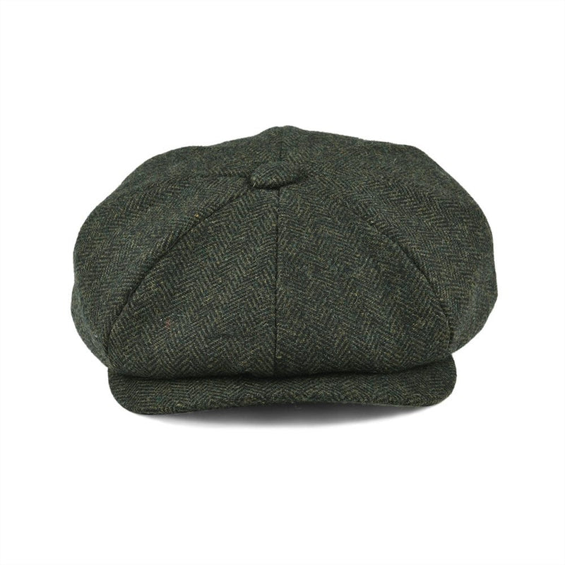 BOTVELA Wool Tweed Newsboy Cap Herringbone Hombres Mujeres Clásico Retro Sombrero con forro suave Driver Cap Negro Marrón Verde 005