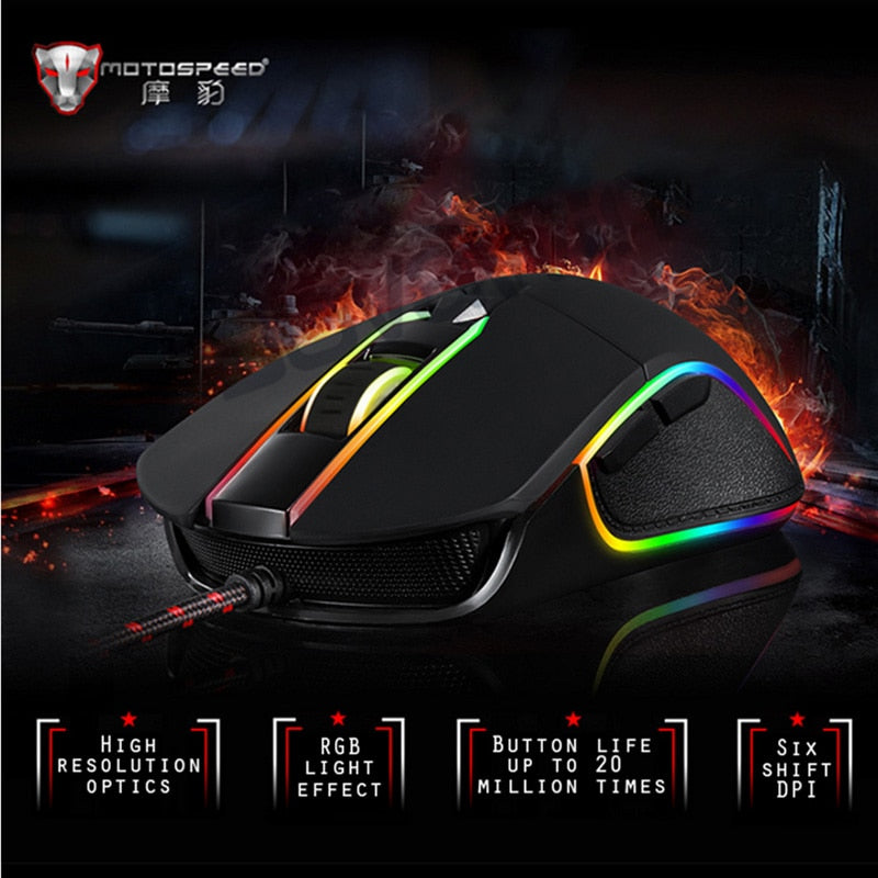 Motospeed V30 USB Wired Gaming Mouse 6 botones óptico retroiluminado Breathe Led USB Mouse 3500 DPI para PC Laptop Desktop Computer Game