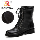 ROYYNA nuevo aumento Popular botas cortas Mujer Otoño Invierno botas De cabeza redonda Mujer Zapatos De Mujer cómodos zapatos De Mujer
