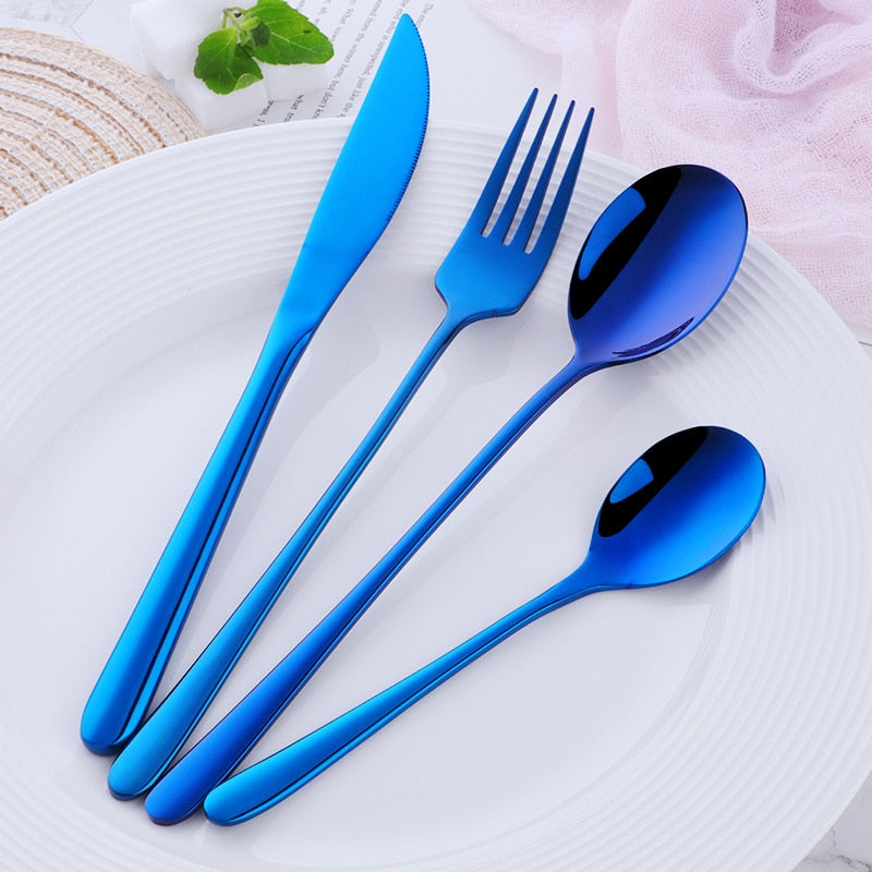 Stainless Steel Dinnerware 24 pcs Black Cutlery Set Fork Spoon Knife Set Western Tableware Party Table Utensils Home