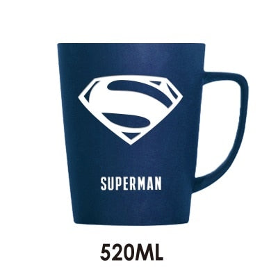 Super Hero Mug With Wood Cover and Spoon Pure Color Mugs Cup Kitchen Tool Gift