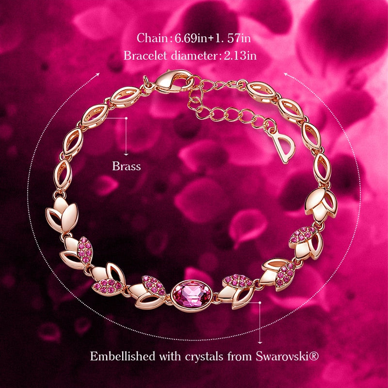 CDE Women Gold Bracelet Jewellery Embellished with Crystals Adjustable Bracelet Rose Gold Jewelry for Her