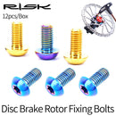 RISK 12PCS M5*10MM Bike Disc Brake Rotor Fixing Bolts TC4 Titanium Bicycle MTB Bike Ultralight Brake Screw Cycling Accessories