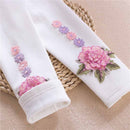 Leggings para niñas, ropa de otoño e invierno para niñas, mallas cálidas de algodón para niños, pantalones ajustados con flores en la cintura para niñas DQ722