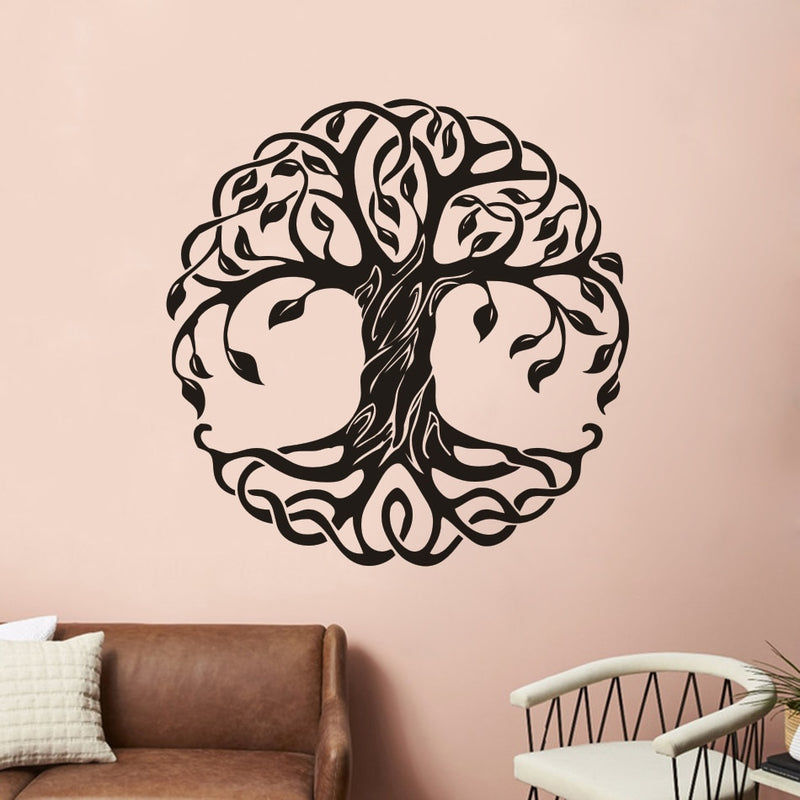 Mandala Kreis Bäume Vinyl Wandtattoos Home Decor Fitness Yoga Baum Wandaufkleber Baum des Lebens Yoga Studio Wandmalereien AZ044