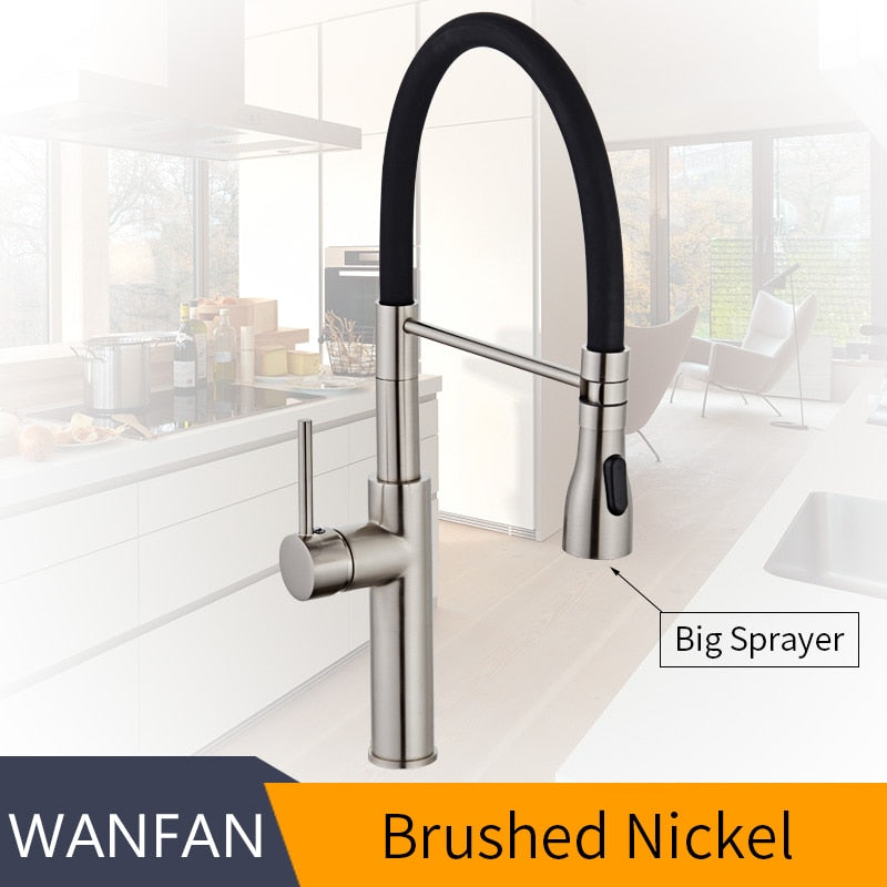 Kitchen Faucets Chrome Kitchen Sink Crane Deck Mount Pull Down Dual Sprayer Nozzle Torneira De Cozinha Mixer Water Taps LK-9910