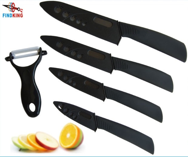 FINDKING High Quality  Zirconia Black Blade 3" 4" 5" 6" inch + Peeler + Covers Ceramic Knife Set Kitchen Professional  knife