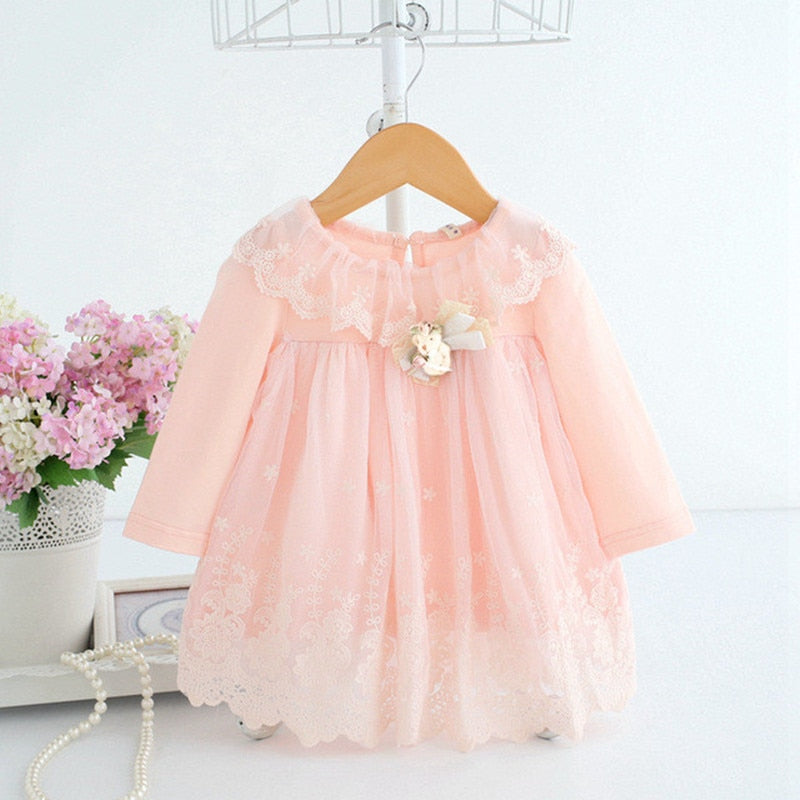 Vestido de niña de 0 a 2 años, bonito vestido de algodón bordado para bebé recién nacido, vestido de cumpleaños para bebé, ropa de bebé con oso de juguete, 2 colores