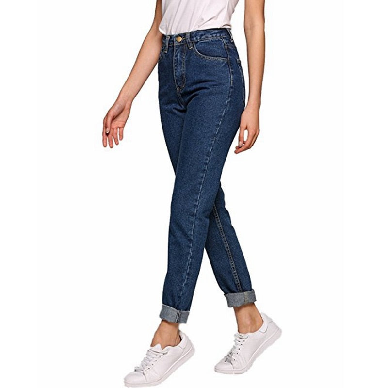 Vintage ladies boyfriend jeans for women mom high waisted jeans blue casual pencil trousers korean streetwear denim pants