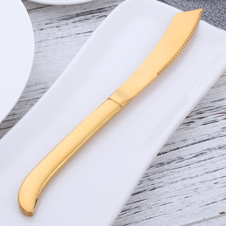 4/6/8pcs Stainless Steel Rainbow Steak Knife Sharp Table Knives Set Restaurant Cutlery Dinner Knife Black Dinnerware Set