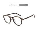HDCRAFTER Prescription Eyeglasses Frames For Men and Women Retro Round Wood Grain Optical Glasses Frame with Clear Lens